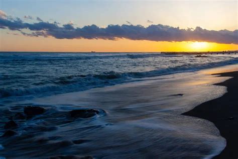 Romantic Beautiful Sunset Sky Shore Tyrrhenian Sea Stock Photo By