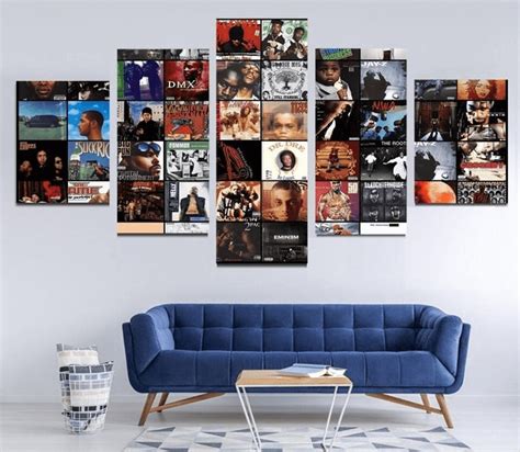 Real Hip Hop Wall Art - Framed Rap Canvas - Hip Hop Collage Poster Rap ...