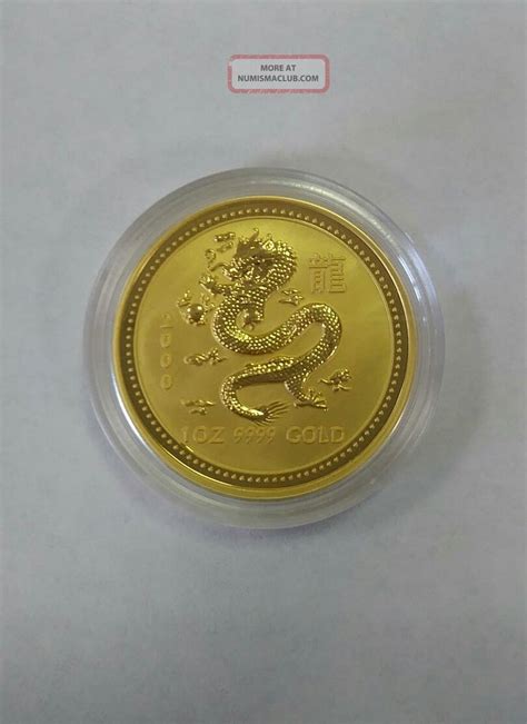 2000 1 Oz Gold Australian Year Of The Dragon Lunar Coin Series I 9999