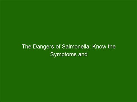 The Dangers of Salmonella: Know the Symptoms and Prevention Techniques - Health And Beauty