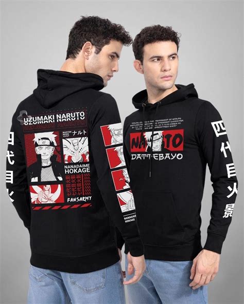 Buy Mens Black Naruto Printed Anime Hoodie Online At Bewakoof