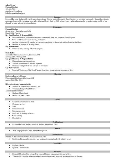 Personal Banker Resume Examples Guide Skills And More