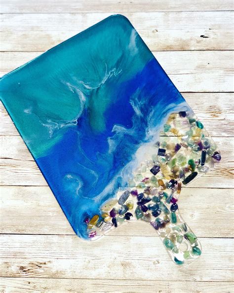 Ocean Cutting Board Beach Charcuterie Board Resin Serving Etsy