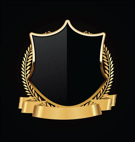 Gold And Black Shield With Gold Laurels Vector Art At Vecteezy