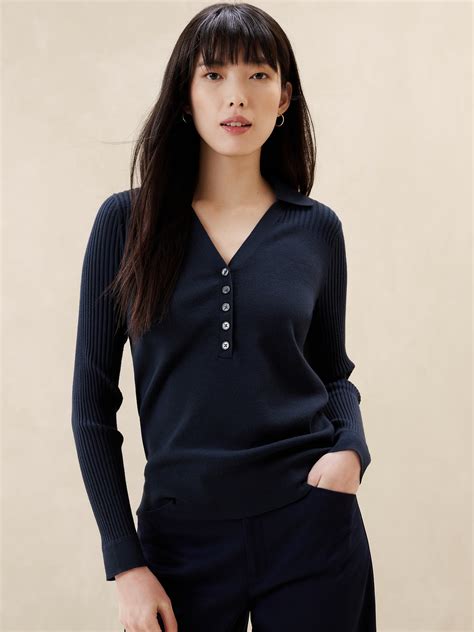 Ribbed Henley Sweater Banana Republic Factory