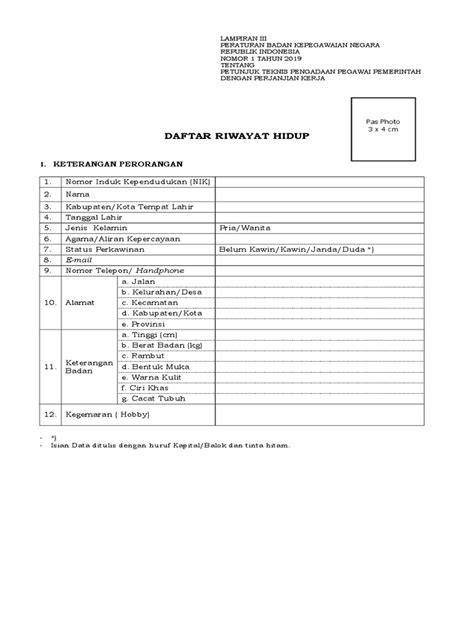 Contoh Format Daftar Riwayat Hidup 56 Koleksi Gambar