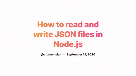 How To Read And Write Json Files In Node Js