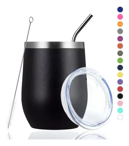 Vaso Termico Vino Café Te 12oz Acero Inoxidable W calor fr Color Negro