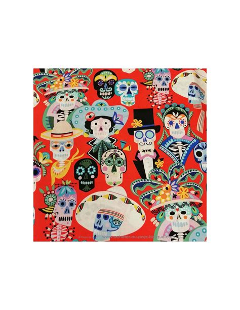 Tissu Popeline Coton Patchwork Cr Nes Calaveras Folklorico A Henry