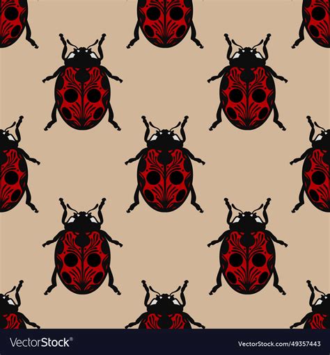 Red Ladybug Seamless Repeat Pattern Insect Vector Image