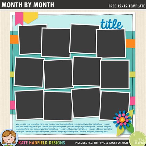 Free Digital Scrapbook Template Month By Month Scrapbook Templates