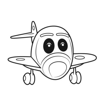 Cute Airplane Coloring Pages Outline Sketch Drawing Vector, Cartoon Airplane Drawing, Cartoon ...