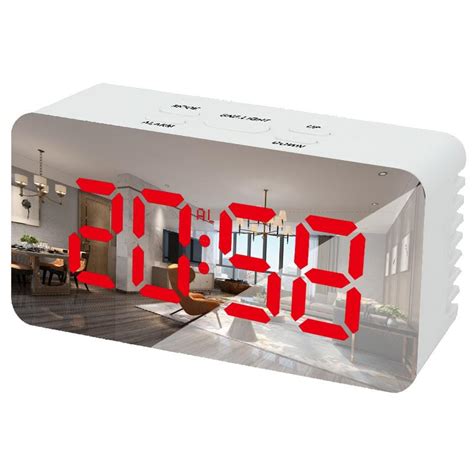 Led Mirror Alarm Clock Digital Snooze Table Clock Wake Up Light