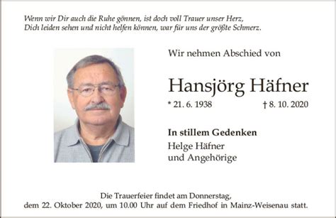 Traueranzeigen Von Hansj Rg H Fner Vrm Trauer De