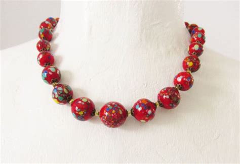 Items Similar To Vintage Red Murano Venetian Beaded Necklace Millefiori 1920s On Etsy Murano