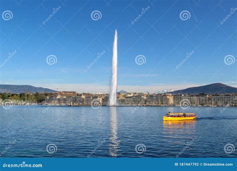 The Geneva Water Fountain in Geneva, Switzerland. Stock Photo - Image of switzerland, famous ...