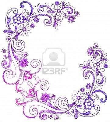 Flowers And Swirls Sketchy Doodle Border Vector Stock Photo Doodle Art