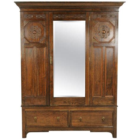 Antique Oak Armoire Antique Wardrobe Jacobean Revival Armoire