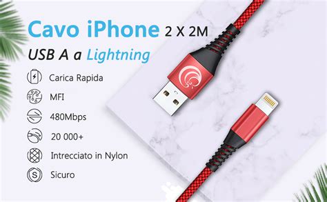 Cavo IPhone 2 Pezzi 2M USB Cavo Lightning Ricarica Caricatore