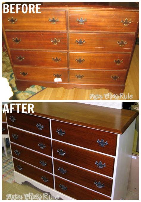 Mahogany Thrift Store Dresser Old Worn To Vibrant Renewed