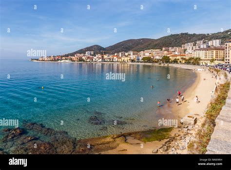 People On Saint Francois Beach Ajaccio Corsica France Stock Photo