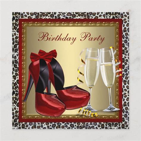 Leopard Print High Heel Shoes Birthday Party Card