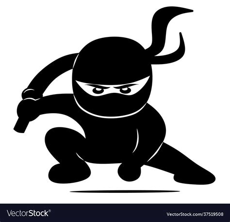 Cute ninja black silhouette Royalty Free Vector Image