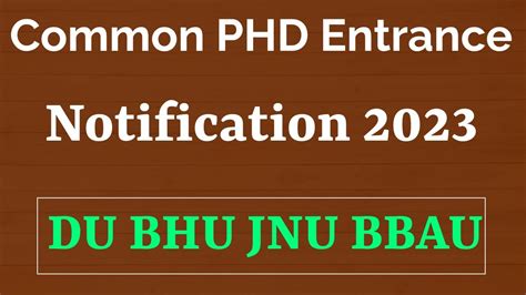 Phd Entrance 2023 Notification Phd Chemistry Entrance DU BHU JNU BBAU