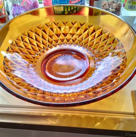 Kitchen Vintage Amber Glass Serving Bowl Poshmark