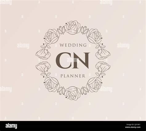 CN Initials letra Boda monograma colección logotipos mano dibujado