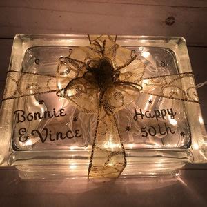 Personalized Th Golden Wedding Anniversary Glass Block Light Unique