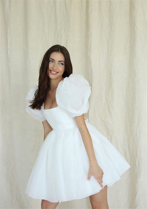 Peggi Dress Short Wedding Dress Mini Wedding Dress Puff Dress