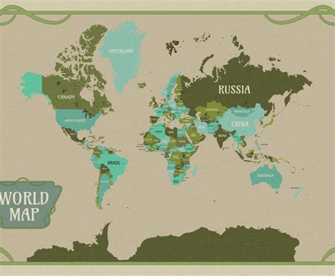 Flat Green And Blue World Map Vector Art & Graphics | freevector.com