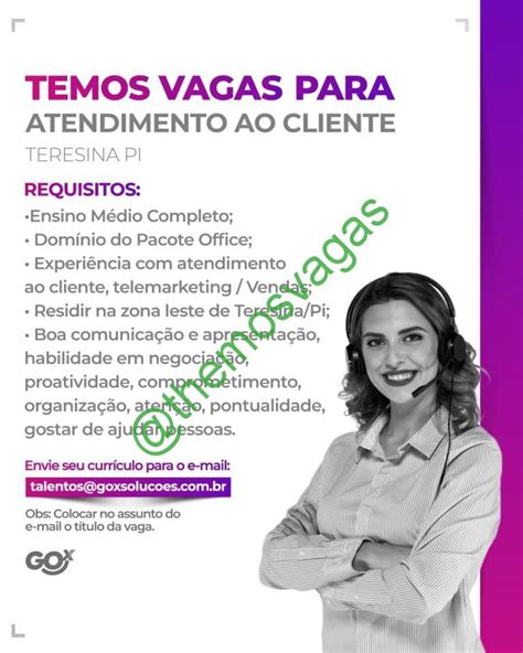 Atendimento Ao Cliente Teresina Pi 01 Vagas Themos Vagas