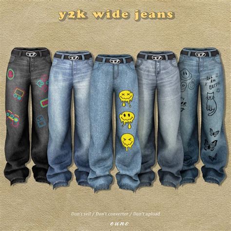 Sims4cc Y2k Wide Jeans Trajes Maxi Sims Sims 4