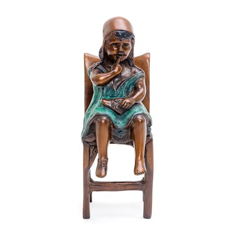 Young Girl On Chair Bronze Sculpture Artisan Miniature Regis Galerie