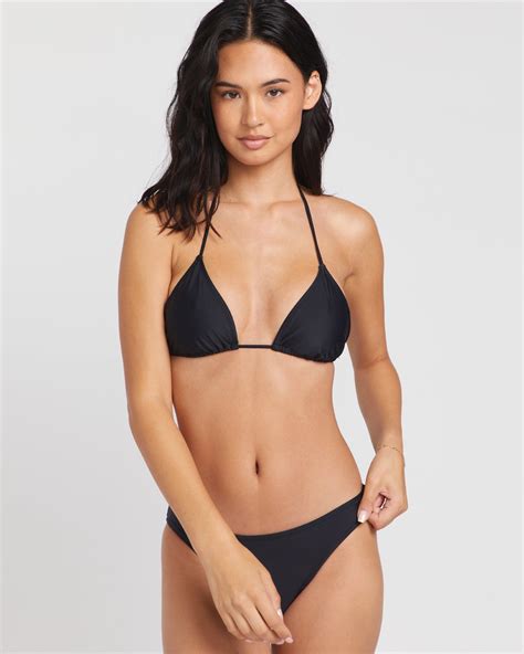 Simply Solid Slide Tri Bikini Top Black Volcom Us