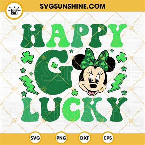 Happy Go Lucky Minnie Svg Shamrock Clover Svg Disney Mouse St