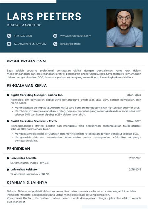 Gratis Contoh Cv Profesional Keren Canva