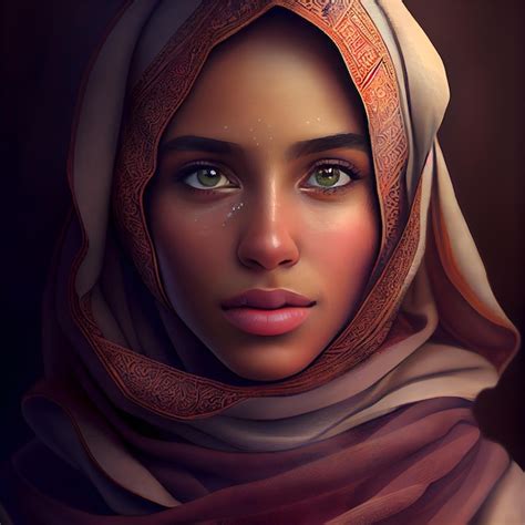 Premium Ai Image Portrait Of A Beautiful Muslim Woman With Bright Makeup