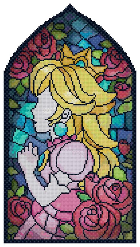 Stained Glass Peach Cross Stitch Pattern Mario Odyssey Etsy