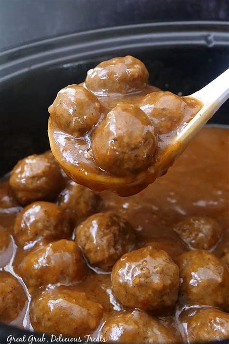 Slow Cooker Meatballs And Gravy Great Grub Delicious Treats