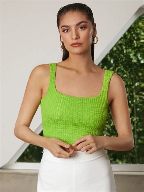 SHEIN BIZwear Top Sans Manches Court Unicolore Mode En Ligne SHEIN