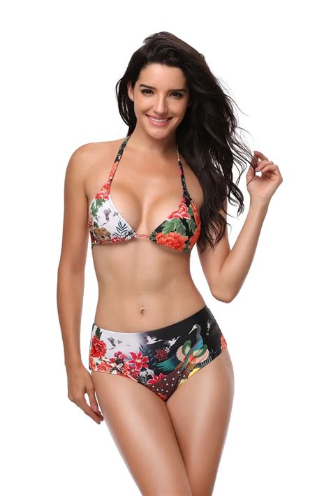 2018 Women Swimsuit Floral Print Animal Bikini Sexy Biquinis Women