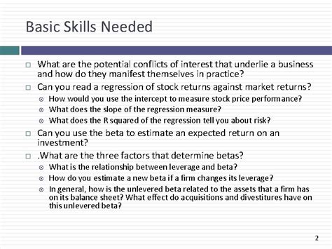 Corporate Finance Review For First Quiz Aswath Damodaran