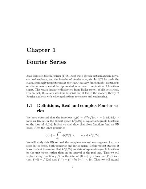 Fourierseries Summary On Fourier Transform Chapter 1 Fourier Series