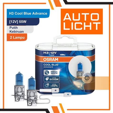 Jual Lampu Mobil H3 Cool Blue Advance Osram 12V 55W 62151CBA Biru