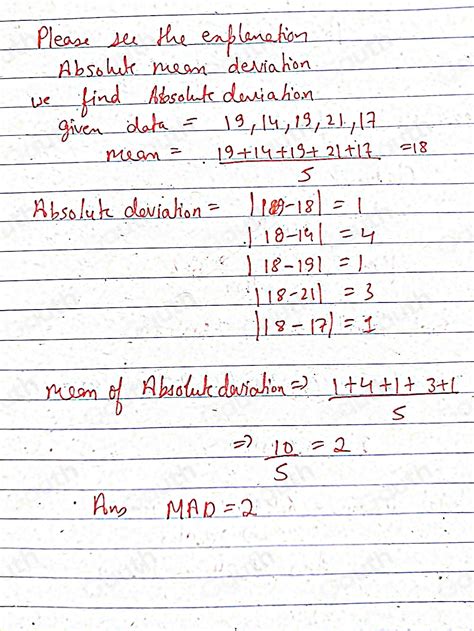 Solved Find The Mean Absolute Deviation MAD By Averaging The