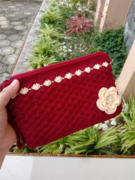 Dompet Rajut Super Mudah Cepat Naik Dengan Motif Primrose Stitch