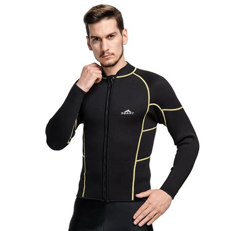 Sbart 3mm Mens Long Sleeve Neoprene Jacket Black For Winter Swimwear